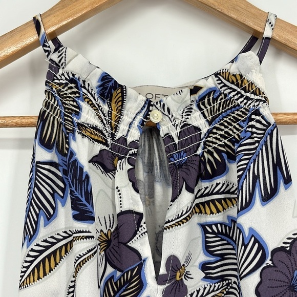 Loft Mixed Media Tropical Floral Halter Top Women’s Size Small in Purple & White - Picture 3 of 7